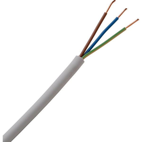 Feuchtraumleitung, Mantelleitung NYM-J 3Gx1,5mm², 3-adrig, 25m, grau Zoomed Image