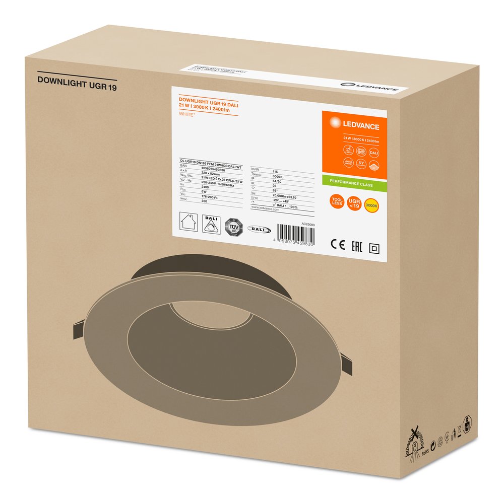 DOWNLIGHT UGR19 DALI DN195 21 W 830 WT IP54 DALI – Bild 12 von 14