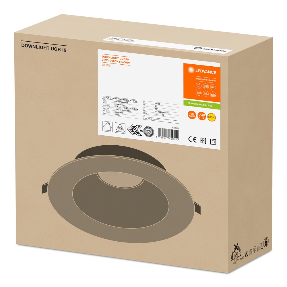 DOWNLIGHT UGR19 DN195 21 W 830 WT IP54 – Bild 12 von 13