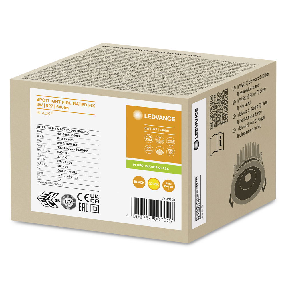 SPOT FIRE RATED 8W 927 PS DIM IP65 BK – Bild 6 von 6
