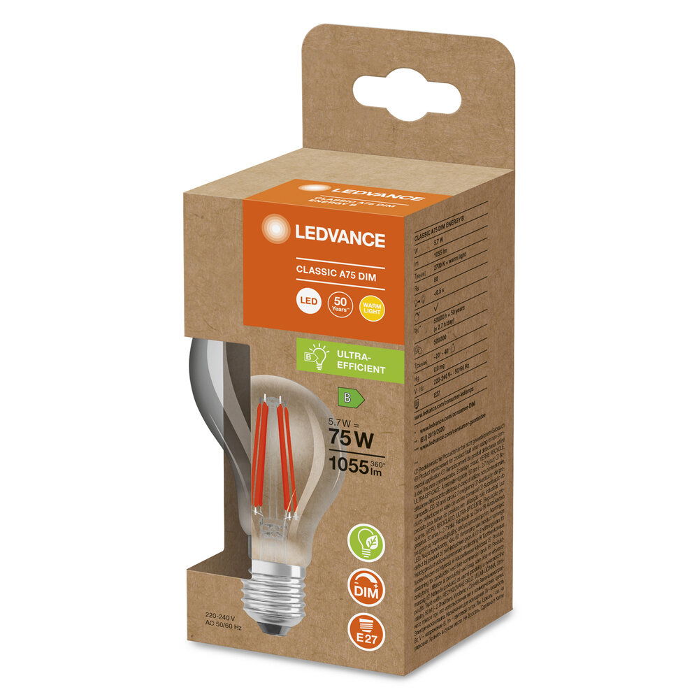 LED CLASSIC A ENERGY EFFICIENCY B DIM S 5.7W 827 FIL CL E27 – Bild 4 von 4