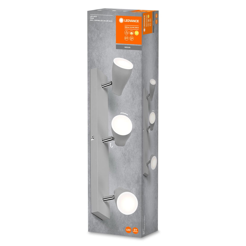 LED SPOT PEAR GREY 3 x 4.3W 2700K GU10 – Bild 2 von 4