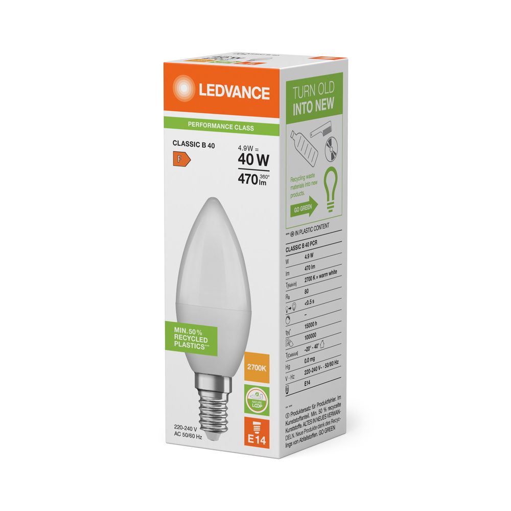 LED-Lampen, klassische B Kolbenform aus recyceltem Plastik – Bild 6 von 6