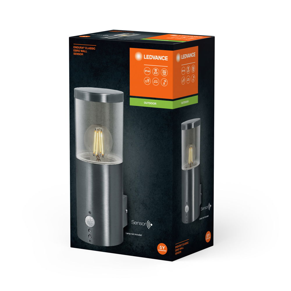 Endura Classic Ebro Wall Sensor E27 Stainless Steel – Bild 4 von 4