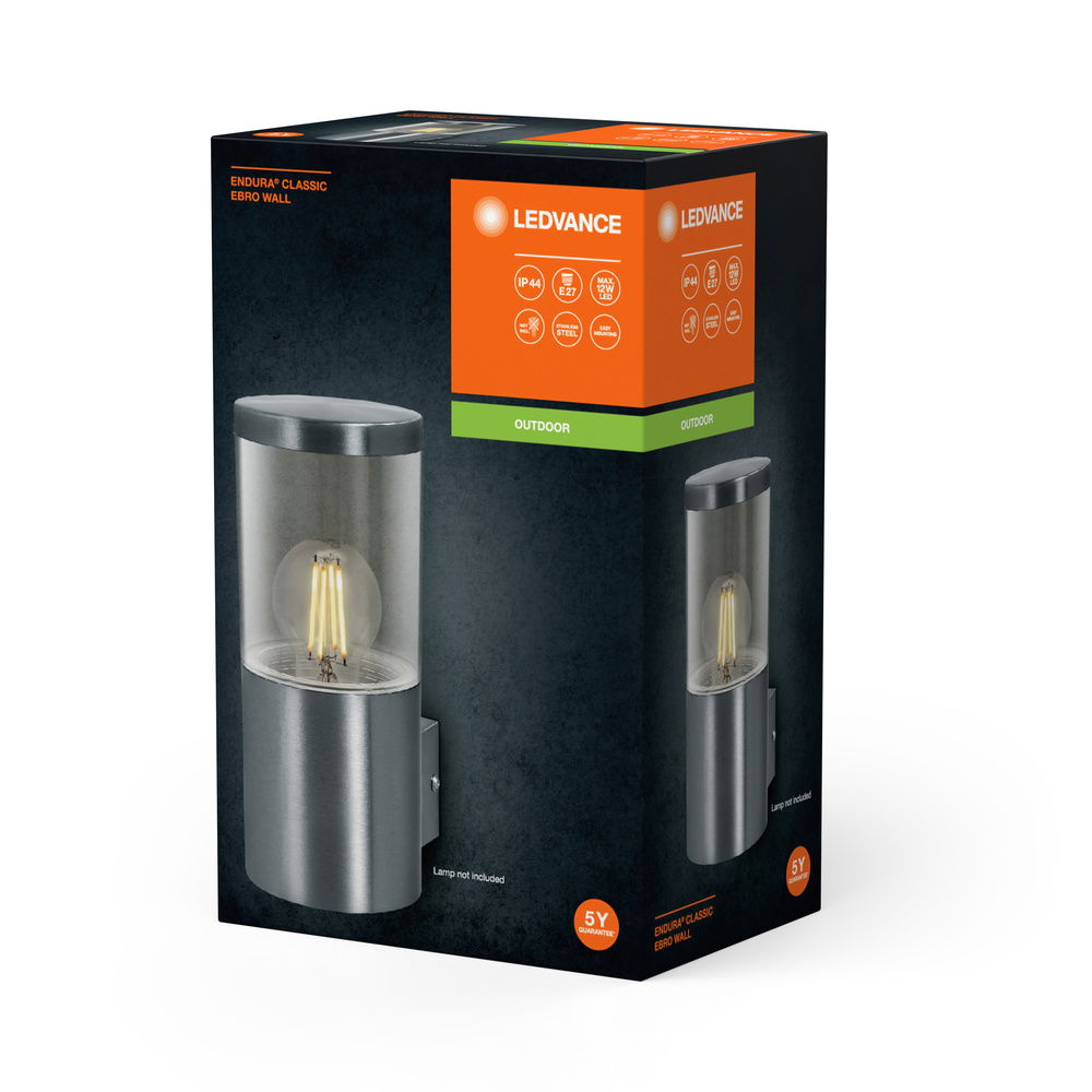 Endura Classic Ebro Wall E27 Stainless Steel – Bild 4 von 4