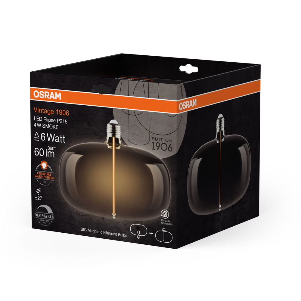 VINTAGE 1906 LED DECORATIVE BULB WITH FILAMENT-MAGNETIC STYLE DIMMABLE 4W 818 Smoke E27
