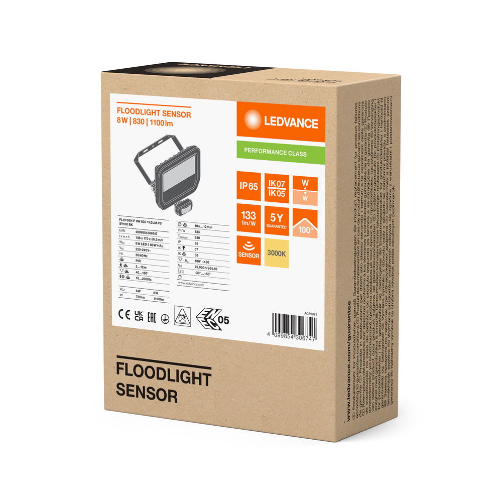 FLOODLIGHT SENSOR 10 8W 1K2LM 830 PS SY100 BK – Bild 2 von 2