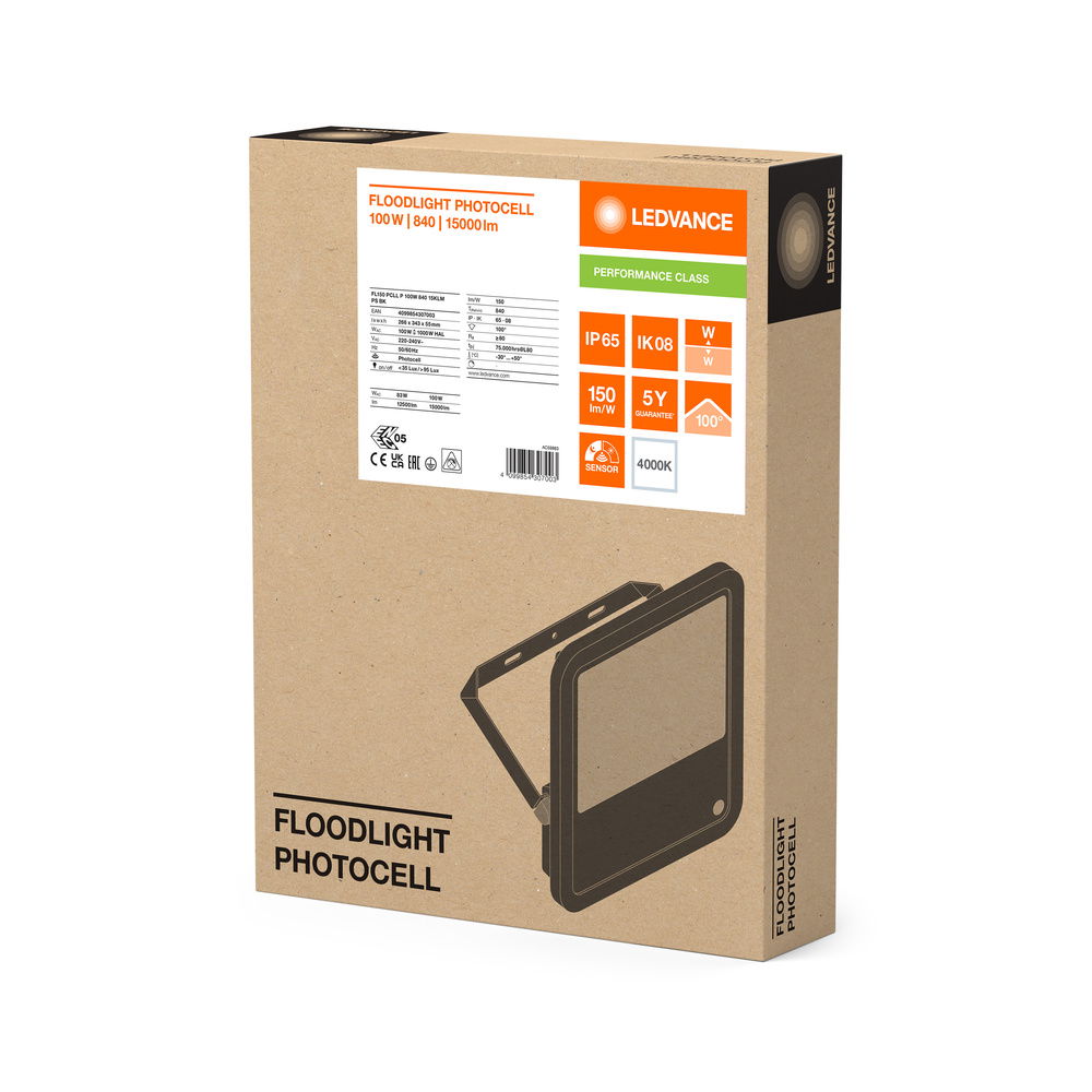 FLOODLIGHT PHOTOCELL 150 100W 840 15KLM PS BK – Bild 2 von 2