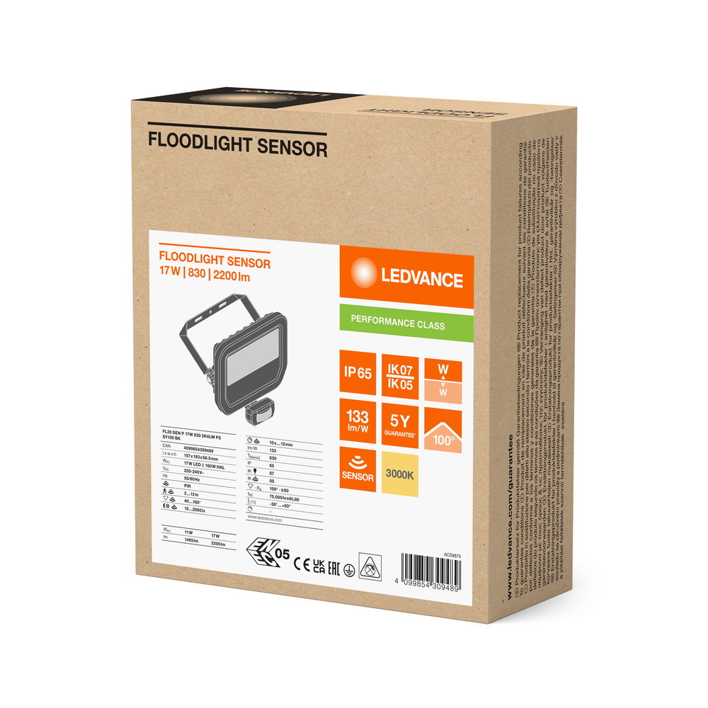 FLOODLIGHT SENSOR 20 17W 2K4LM 830 PS SY100 BK – Bild 4 von 4