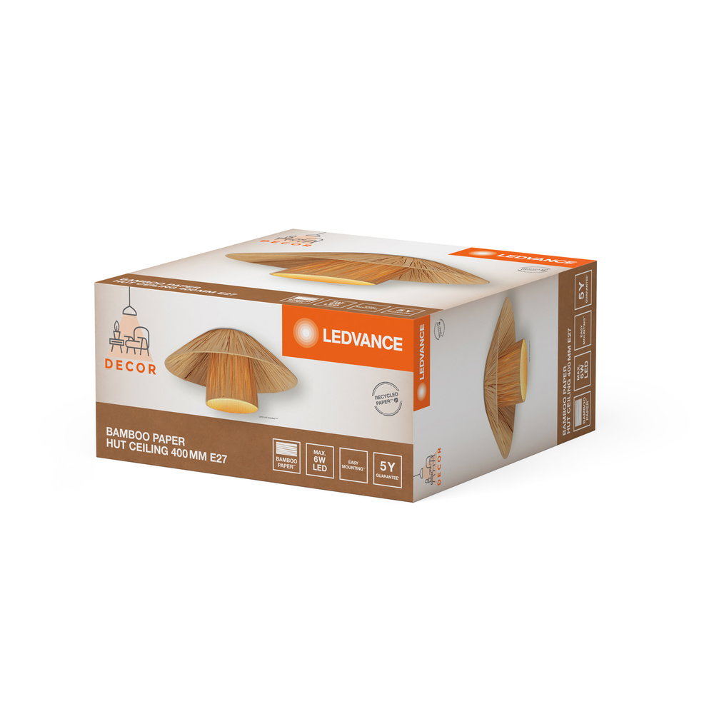 Dekorative Leuchten aus nachhaltigem Bambuspapier mit E27 Fassung oder integriertem LED – Bild 5 von 5