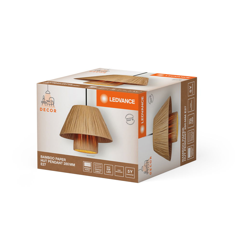 Dekorative Leuchten aus nachhaltigem Bambuspapier mit E27 Fassung oder integriertem LED – Bild 5 von 5