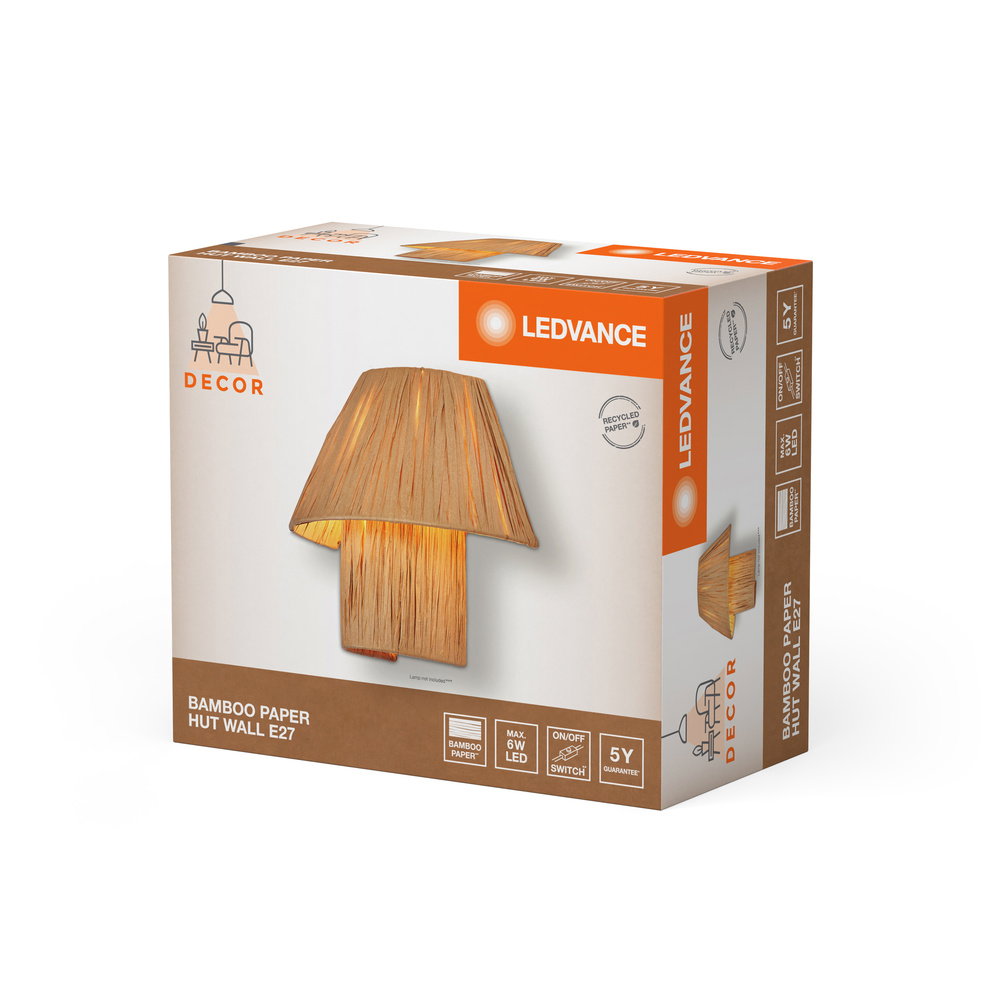 Dekorative Leuchten aus nachhaltigem Bambuspapier mit E27 Fassung oder integriertem LED – Bild 5 von 5