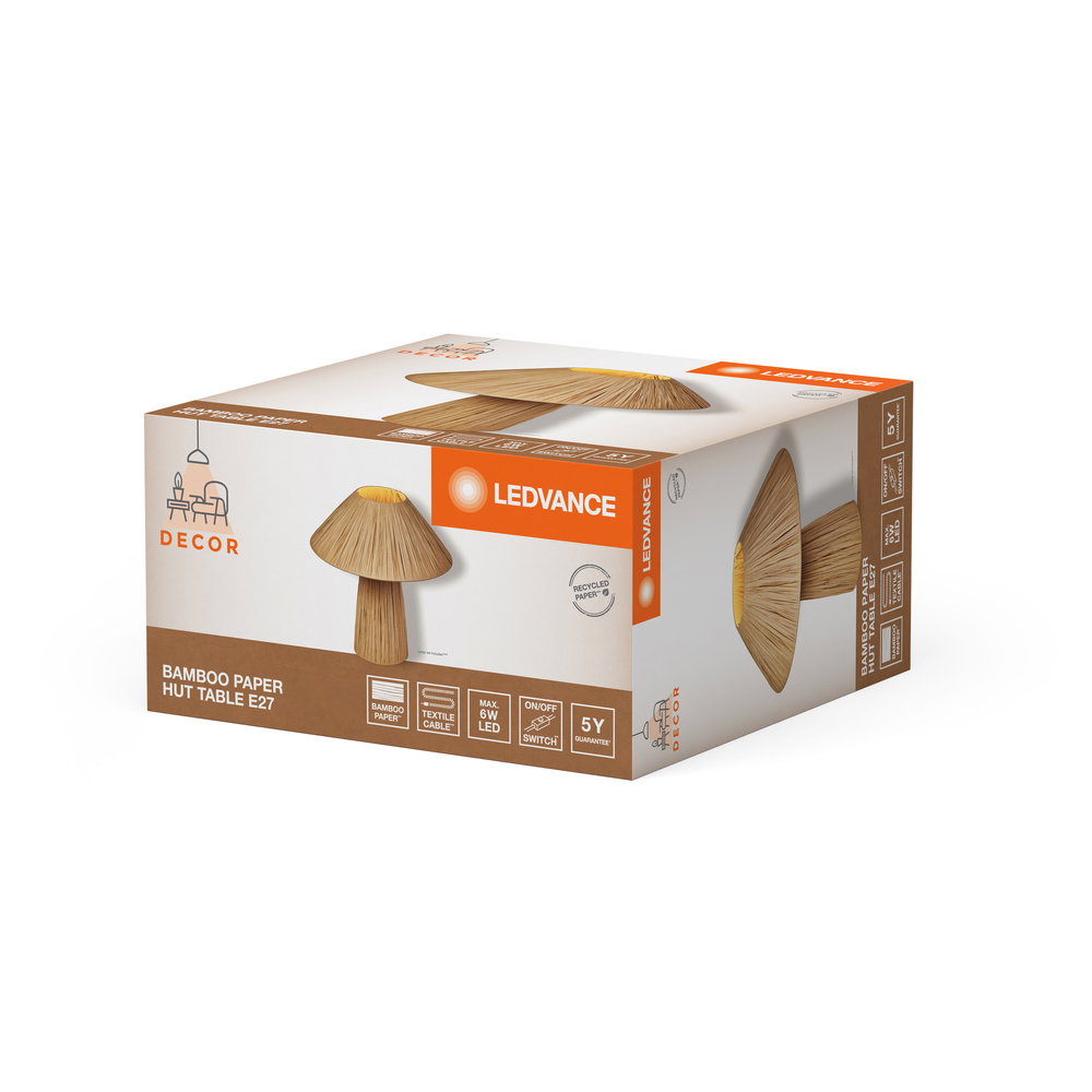 Dekorative Leuchten aus nachhaltigem Bambuspapier mit E27 Fassung oder integriertem LED – Bild 5 von 5