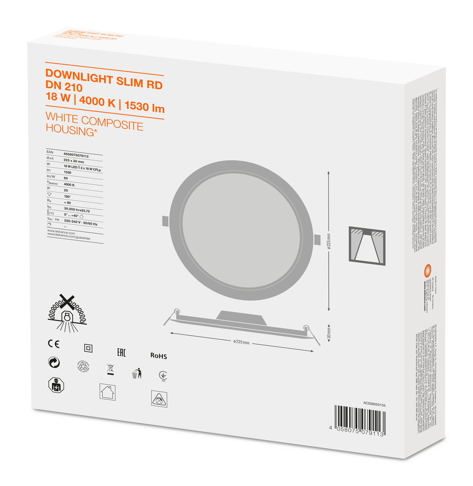 DOWNLIGHT SLIM ROUND 210 18 W 4000 K WT – Bild 6 von 6
