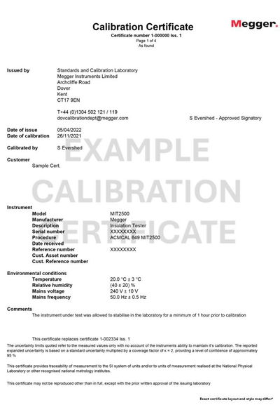 Kalibrierungszertifikat DCM340