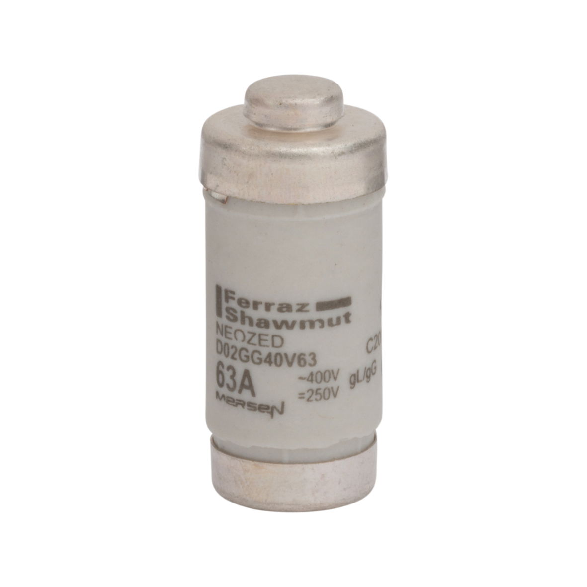 DIN D0 Sicherungseinsatz Neozed gG Größe D02 400VAC 250VDC 63A Farbcode Kupfer Verpackungsmenge 50