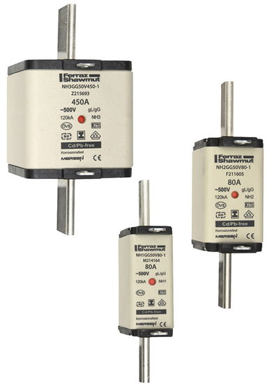 Sicherungseinsatz DIN NH Standard gG Größe NH3 500VAC 250VDC 315A spannungsfreie Grifflaschen (SGL) Doppelkennmelder Körperbreite 52 mm