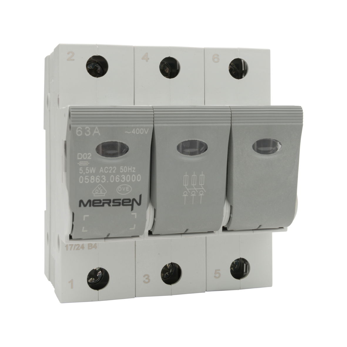 Lasttrennschalter DIN D0 Linocur® Größe D02 440VAC 63A 3-polig , Breite 79.80mm