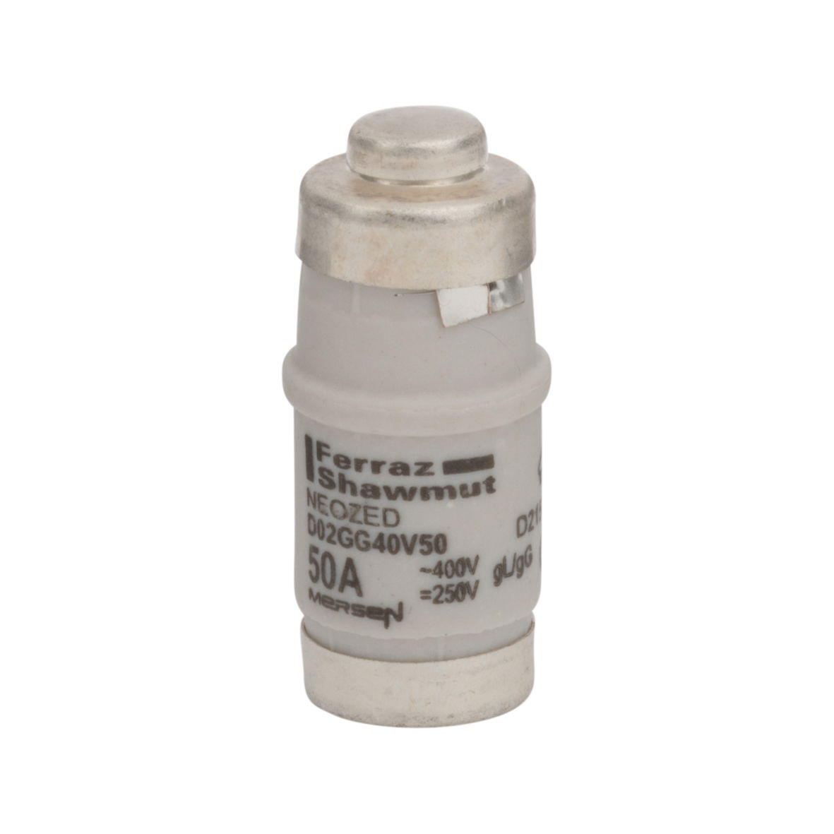 DIN D0 Sicherungseinsatz Neozed gG Größe D02 400VAC 250VDC 50A Farbcode Weiß Verpackungsmenge 50