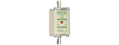 Sicherungseinsatz DIN NH Standard aM Größe NH00 690VAC 63A spannungsführende Grifflaschen (sfü) Doppelkennmelder Körperbreite 30 mm