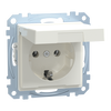 SCHUKO-Steckdose mit Klappdeckel, Steckklemmen, polarweiß glänzend, System M