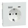 Schuko Steckdose mit USB Ladegerät, Lotosweiß, System Design