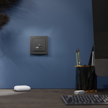 Zentralplatte für USB Ladestation-Einsatz, schwarz matt, System M – Bild 7 von 9