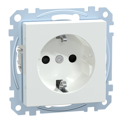 SCHUKO-Steckdose, erhöhter Berührungsschutz, Steckklemmen, aktivweiß glänzend, System M