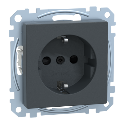 SCHUKO-Steckdose, erhöhter Berührungsschutz, Steckklemmen, anthrazit, System M