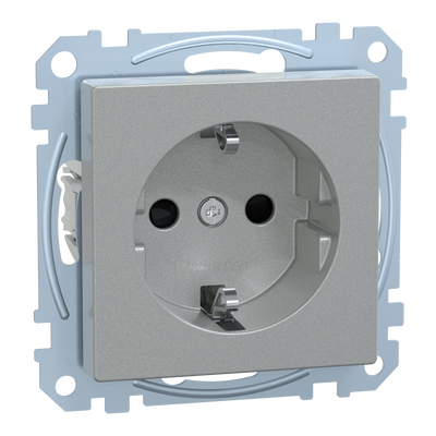 SCHUKO-Steckdose, erhöhter Berührungsschutz, Steckklemmen, aluminium, System M