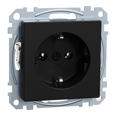 SCHUKO-Steckdose, Steckklemmen, schwarz matt, System M