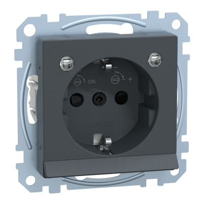SCHUKO-Steckdose mit Lichtauslass und LED-Beleuchtungs-Modul, Berührungsschutz, Steckklemmen, anthrazit, System M