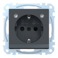 SCHUKO-Steckdose mit Lichtauslass und LED-Beleuchtungs-Modul, Berührungsschutz, Steckklemmen, anthrazit, System M