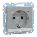 SCHUKO-Steckdose mit Lichtauslass und LED-Beleuchtungs-Modul, Berührungsschutz, Steckklemmen, aluminium, System M