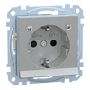 SCHUKO-Steckdose mit Lichtauslass und LED-Beleuchtungs-Modul, Berührungsschutz, Steckklemmen, aluminium, System M