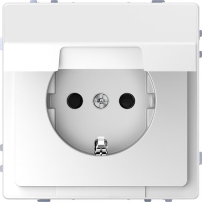SCHUKO-Steckdose mit Klappdeckel, Berührungsschutz, Steckklemmen, Lotosweiß, System Design