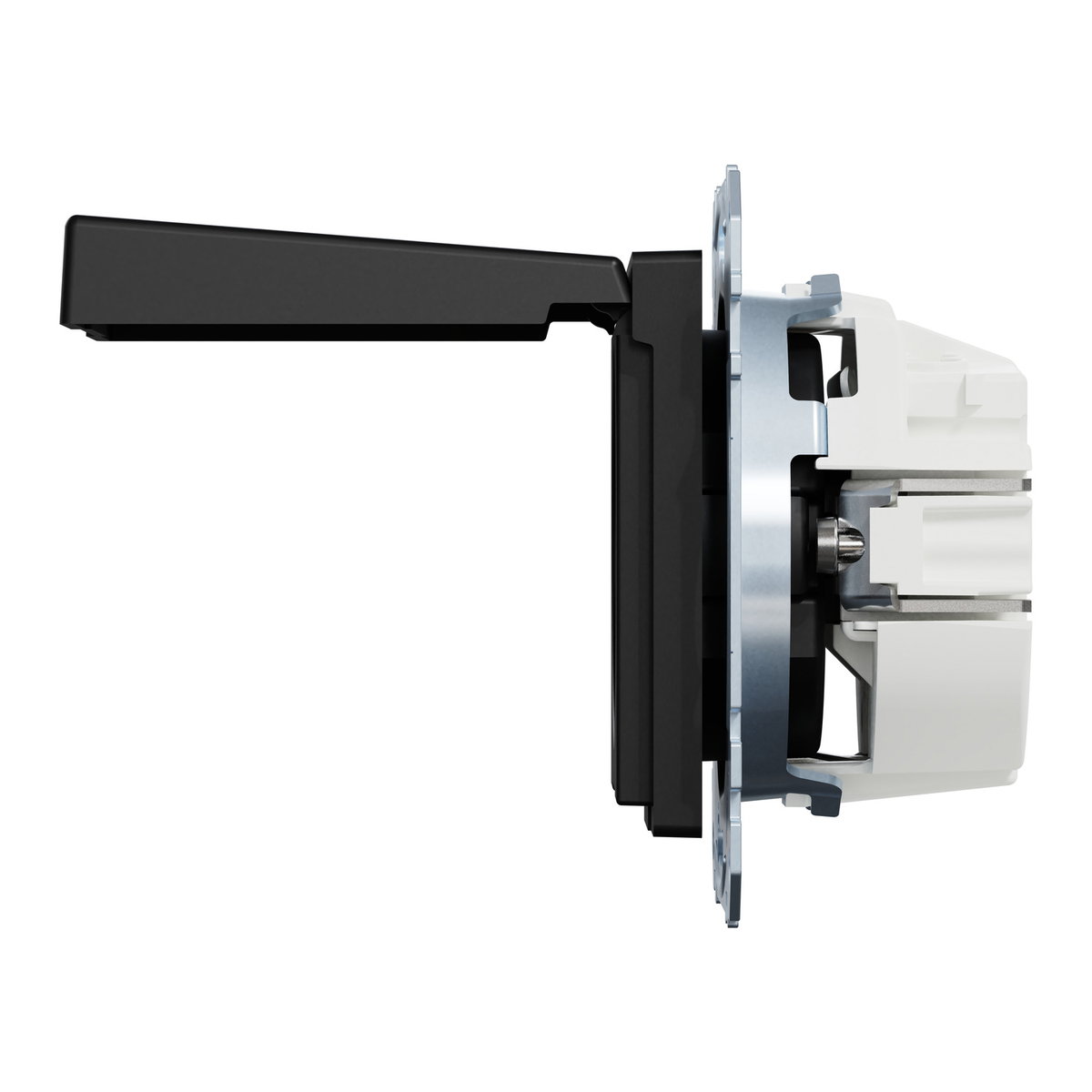SCHUKO-Steckdose mit Klappdeckel, Steckklemmen,schwarz matt, System M – Bild 6 von 8