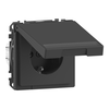 SCHUKO-Steckdose m. Klappd. u. Schriftf., BRS, StK, Anthrazit, System Design