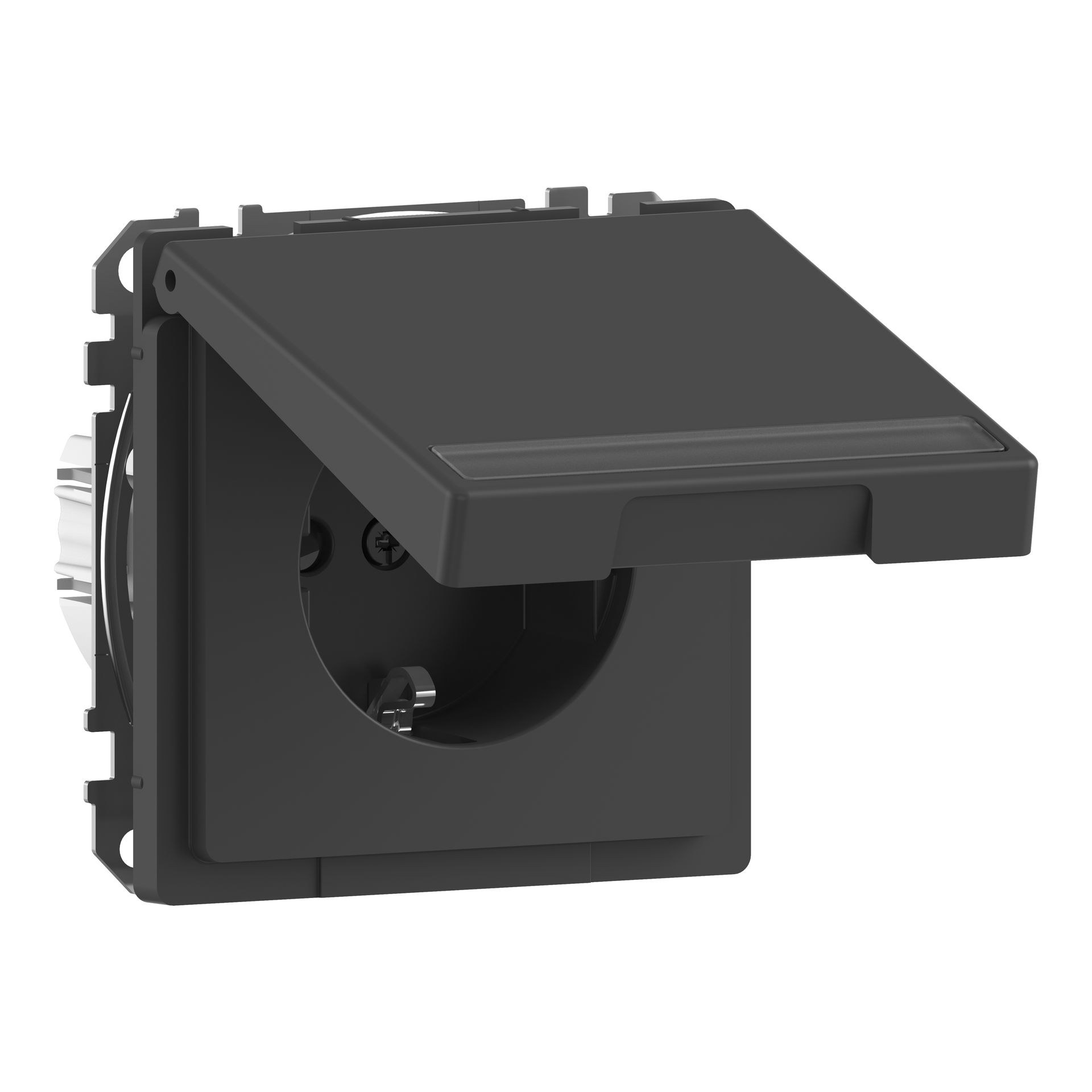 SCHUKO-Steckdose m. Klappd. u. Schriftf., BRS, StK, Anthrazit, System Design