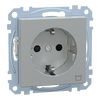 SCHUKO-Steckdose mit Kennzeichnung Waschmaschine, Berührungsschutz, Steckklemmen, aluminium, System M