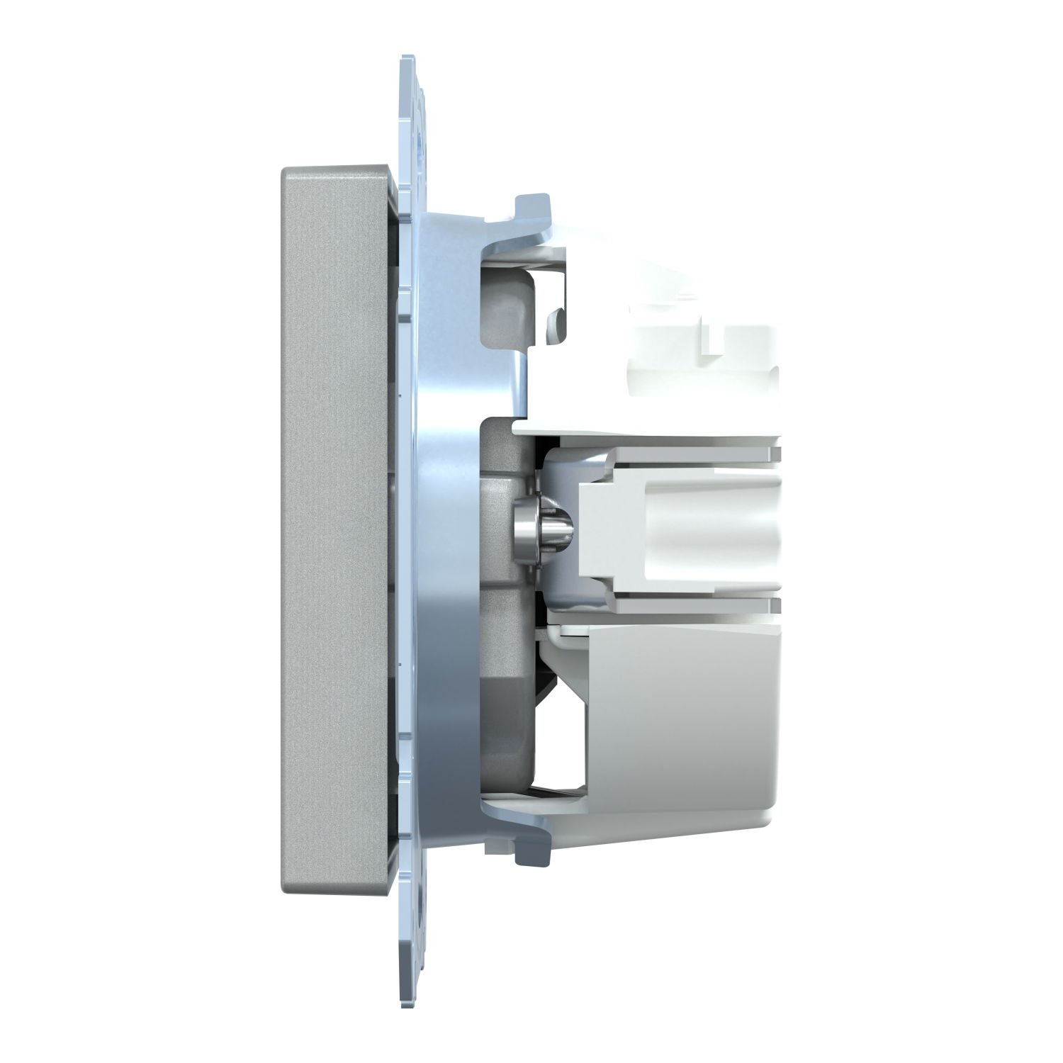SCHUKO-Steckdose mit Kennzeichnung Waschmaschine, Berührungsschutz, Steckklemmen, aluminium, System M – Bild 6 von 7