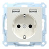 Schuko Steckdose mit USB Ladegerät, polarweiß glänzend, System M