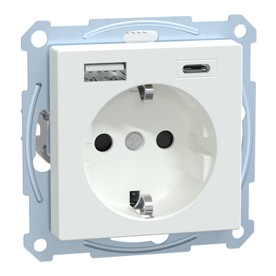 Schuko Steckdose mit USB Ladegerät Aktivweiß System M