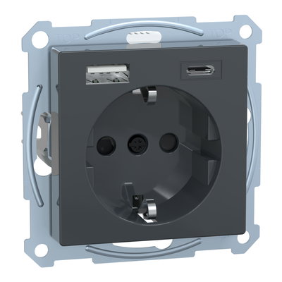 Schuko Steckdose mit USB Ladegerät Anthrazit System M