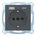 Schuko Steckdose mit USB Ladegerät Anthrazit System M