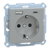 Schuko Steckdose mit USB Ladegerät Aluminium System M