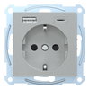 Schuko Steckdose mit USB Ladegerät Aluminium System M