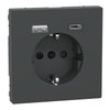 Schuko Steckdose mit USB Ladegerät Anthrazit, System Design