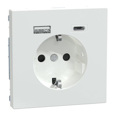 Schuko Steckdose mit USB Ladegerät, Lotosweiß, System Design