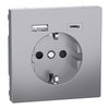 Schuko Steckdose mit USB Ladegerät, Edelstahl, System Design